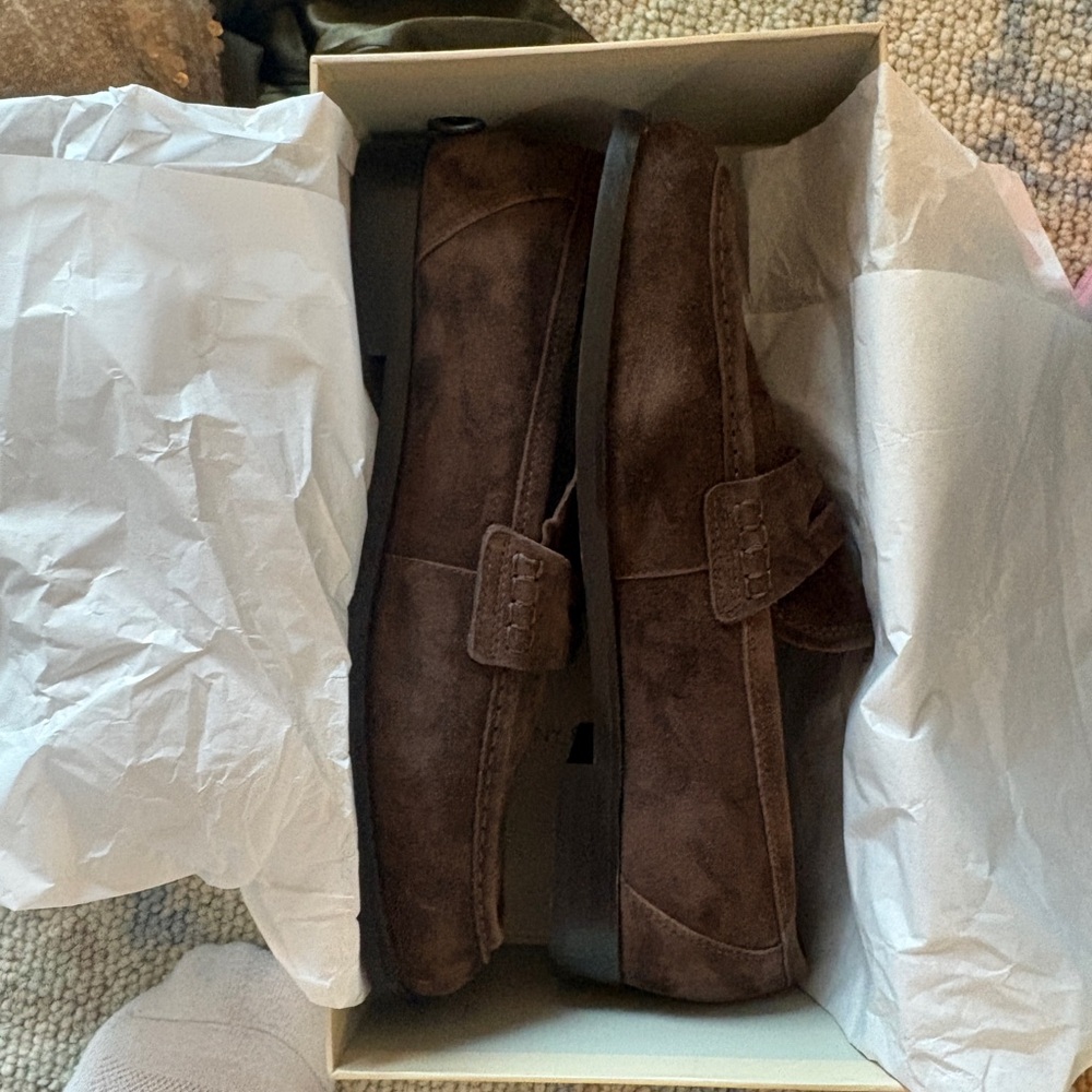 Tony Bianco Zoe Espresso Suede Loafers (Never Worn)
